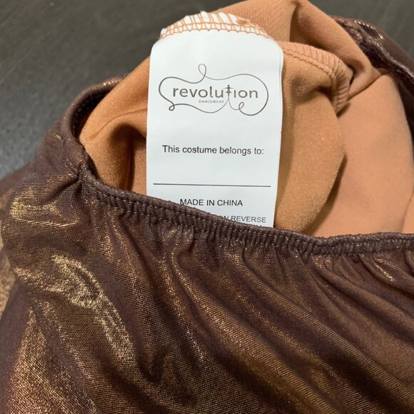 Revolution Brown Foil Mesh Spandex Dress Dance Costume SA (Adult Small) - Picture 5 of 5